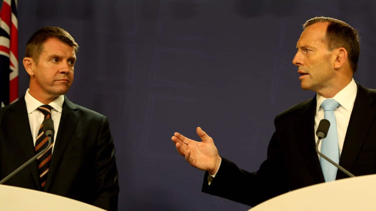 Australian Prime Minister Tony Abbott and NSW Premier Mike Baird