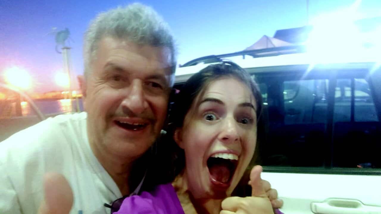 Giorgio Vanni e la figlia Gabriella a Fremantle appena dopo lo sbarco