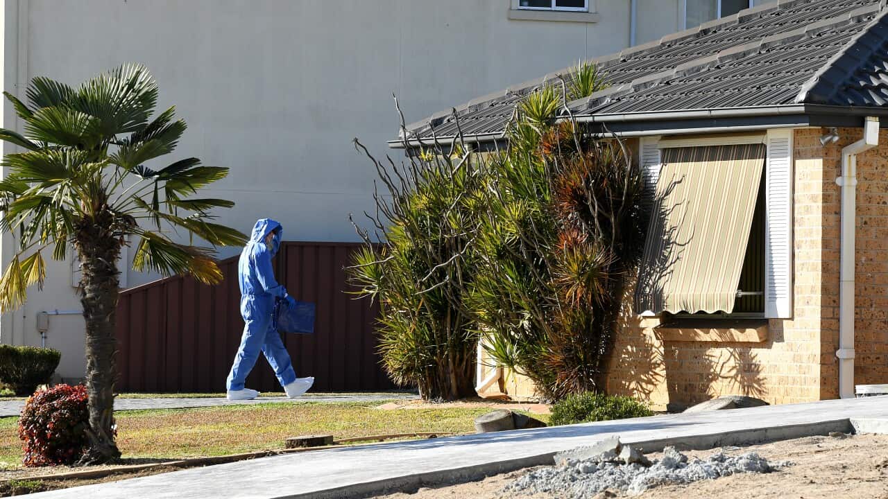NSW Police establish a crime scene at a home at St Clair in Sydney, Sunday, July 21, 2019. 