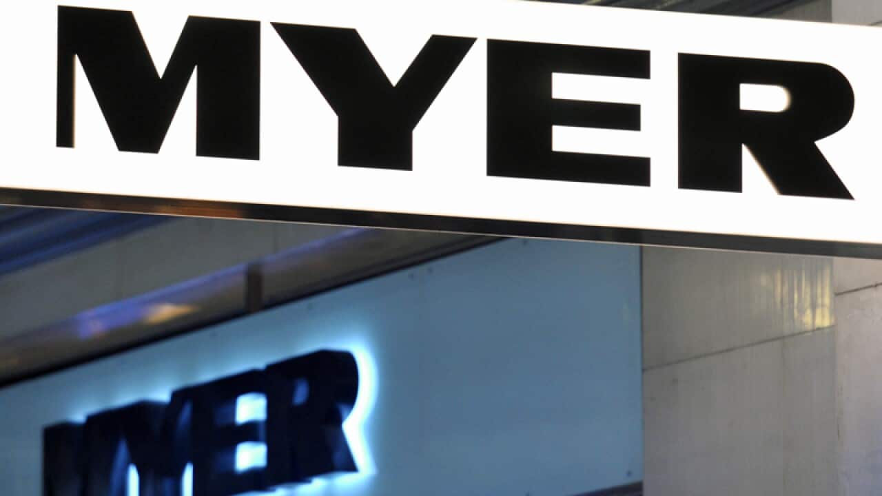 Myer signage at a store in Sydney