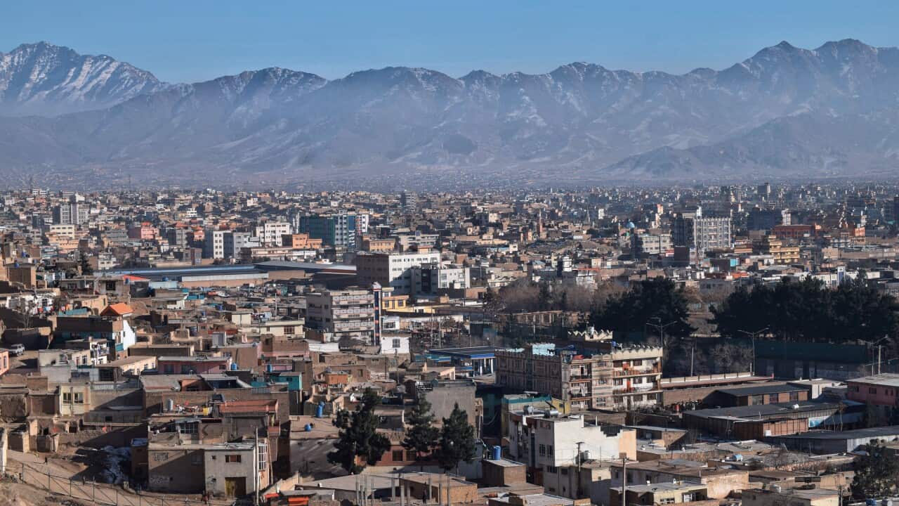 High angle view of townscape against sky,Kabul,Afghanistan