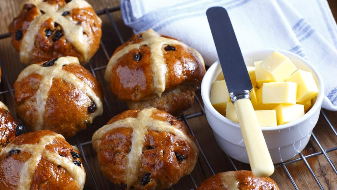 Fruity hot cross buns SBS Food