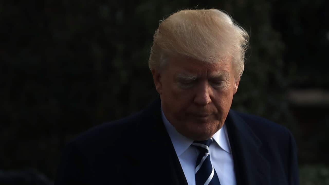 President Donald Trump seen departing the White House.