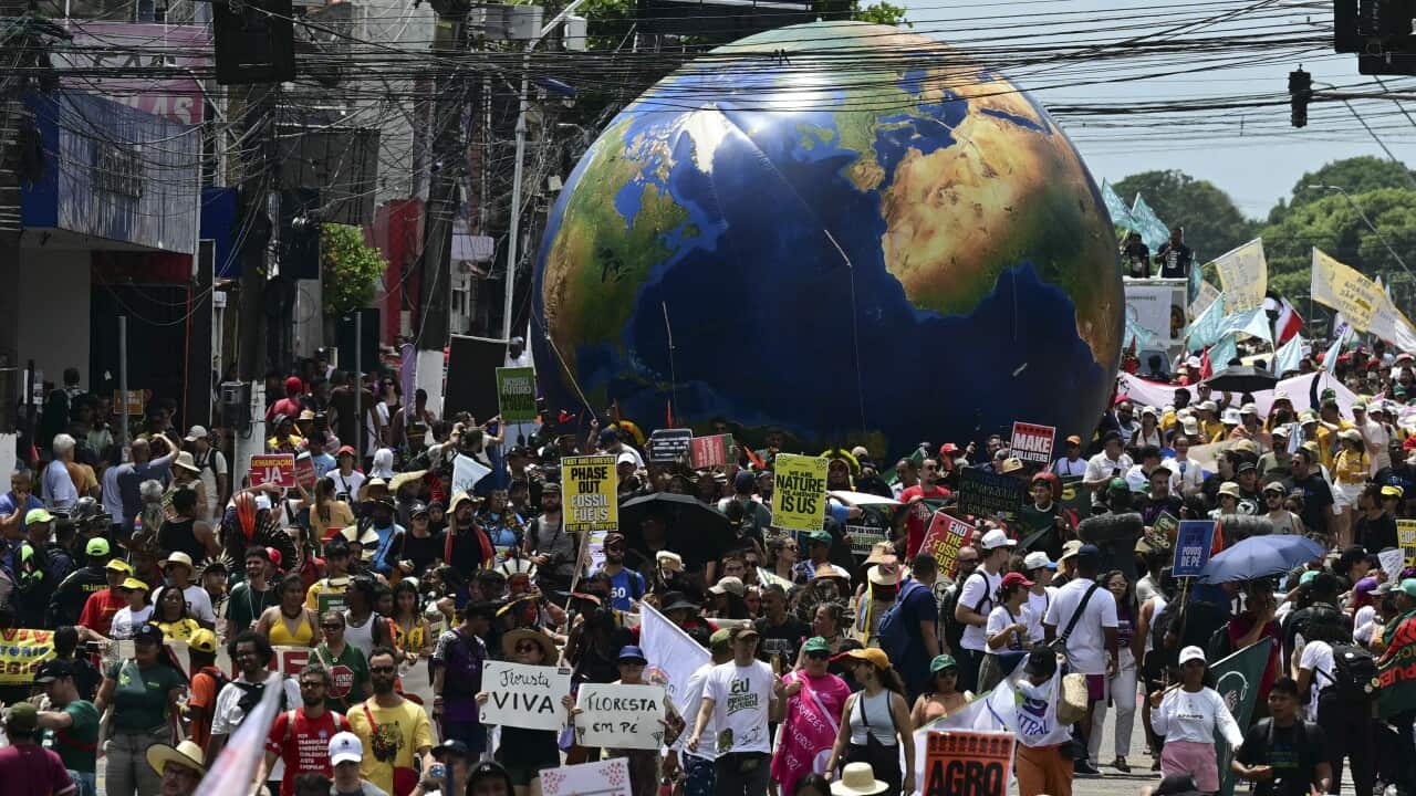 Protesters march during a demonstration
