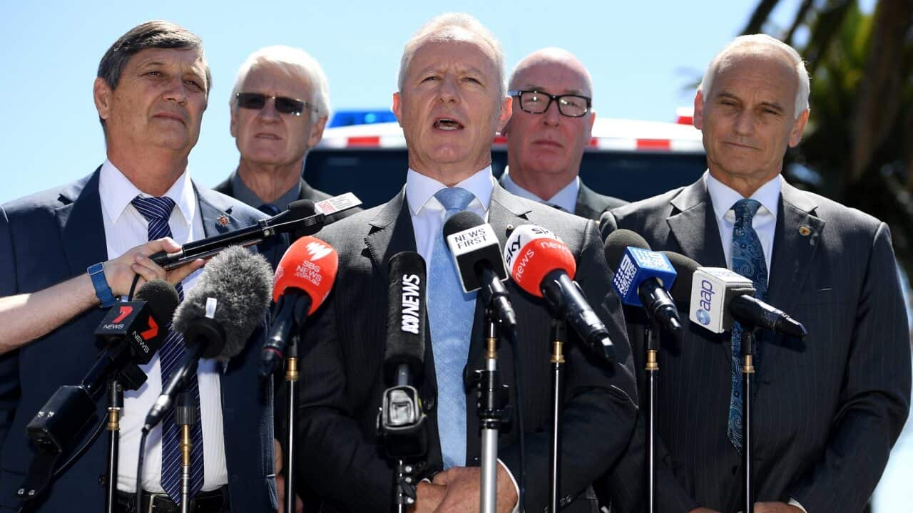 Former NSW Fire and Rescue Commissioner Greg Mullins with former emergency services chiefs