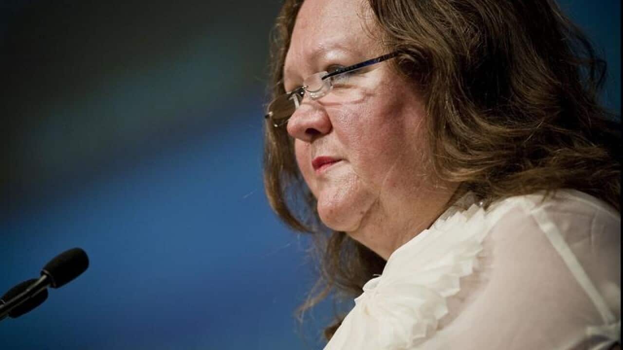 File head and shoulder profile shot of Gina Rinehart