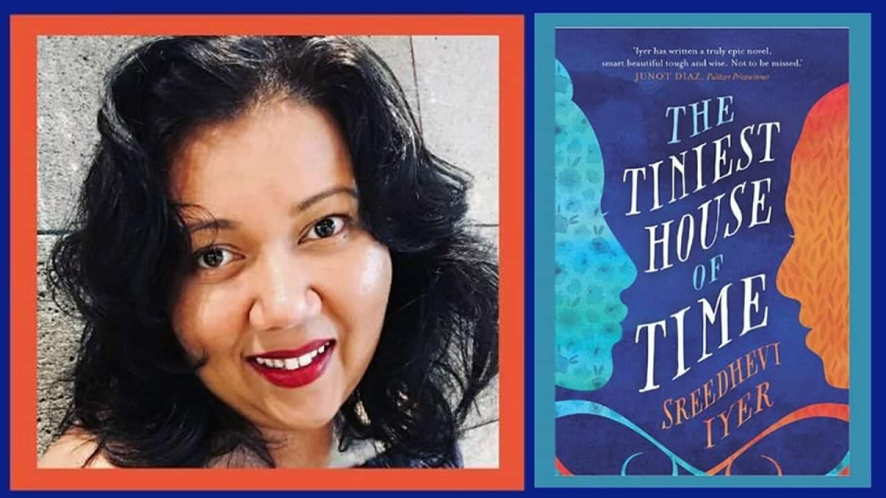 Sreedhevi Iyer and her latest book, “The Tiniest House of Time.”