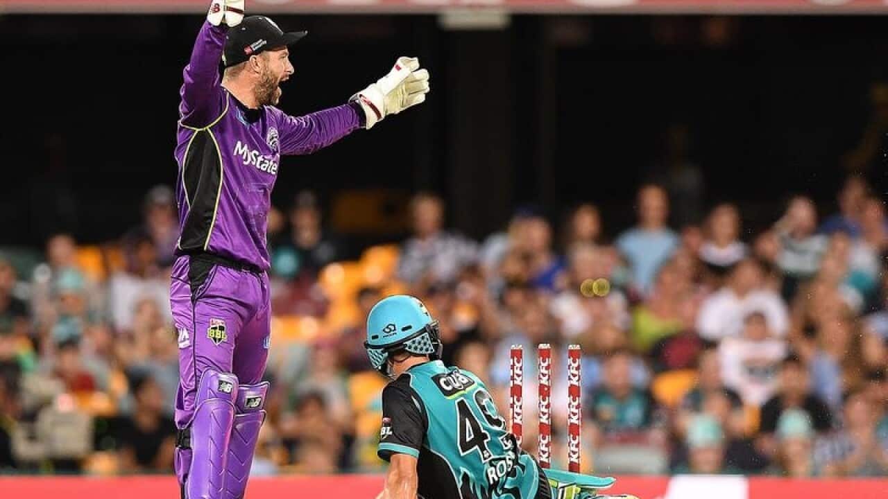 Matthew Wade appeals before Alex Ross is given out.