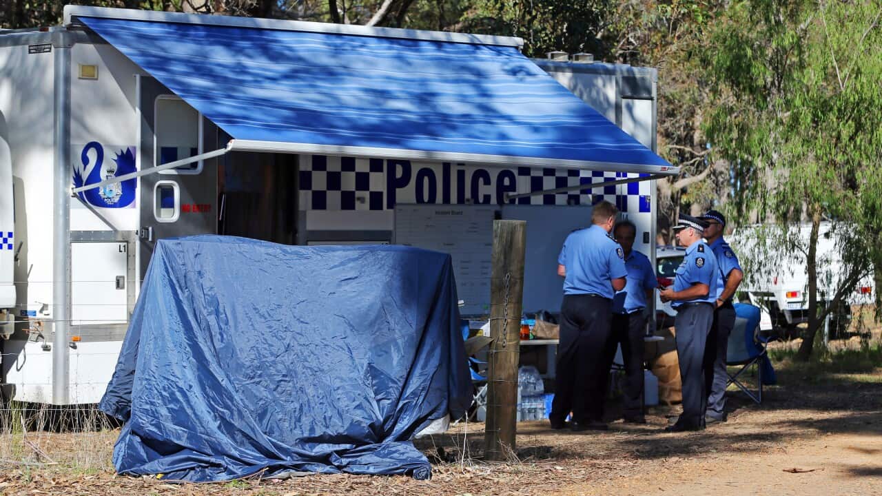 Police forensics investigate the death of seven people in a suspected murder-suicide in Osmington, east of Margaret River, 260km south west of Perth, Friday, May 11, 2018. (AAP Image/ The West Australian POOL, Justin Benson-Cooper) NO ARCHIVING