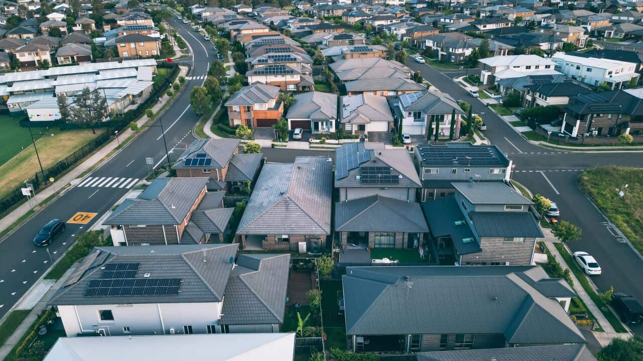 Aerial view of a beautiful Australian suburb, in New South Wales