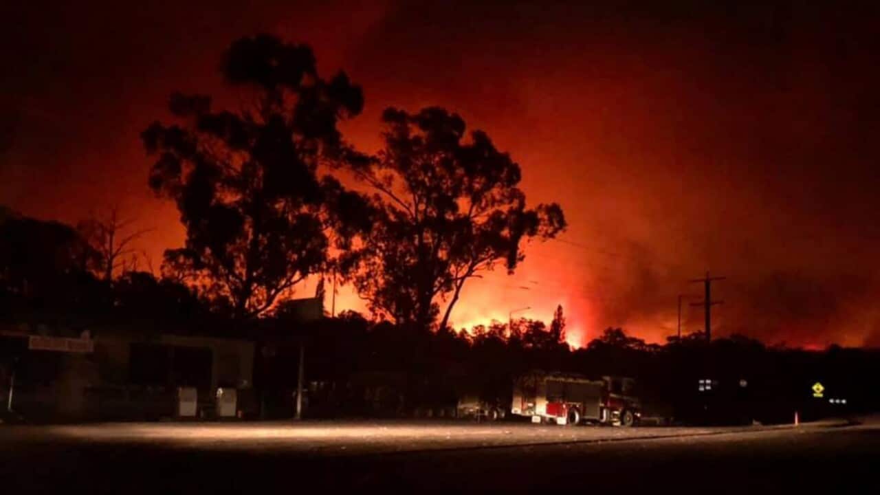 A bushfire near Nowa Nowa general store in Nowa Nowa, East Gippsland, Tuesday, December 31, 2019.