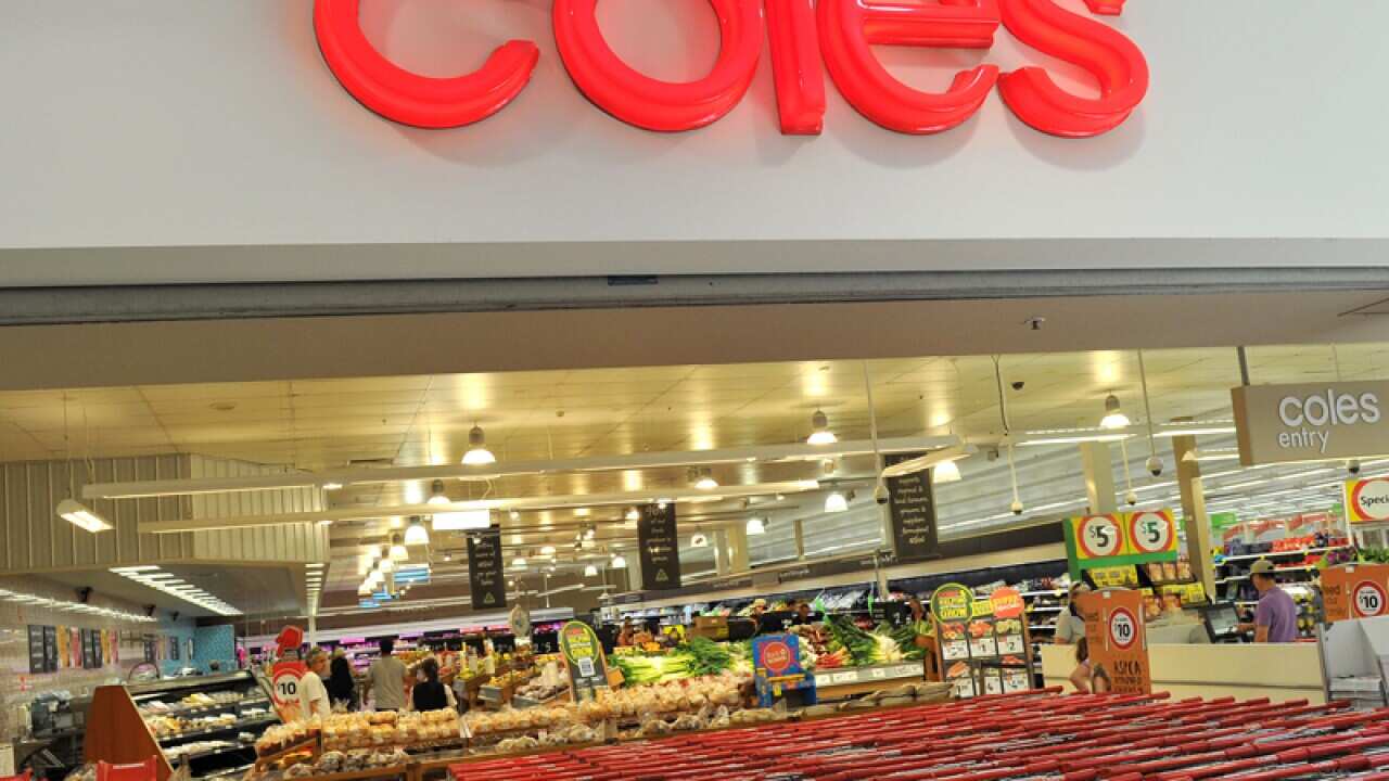 Shopping trolleys outside a Coles supermarket in Sydney