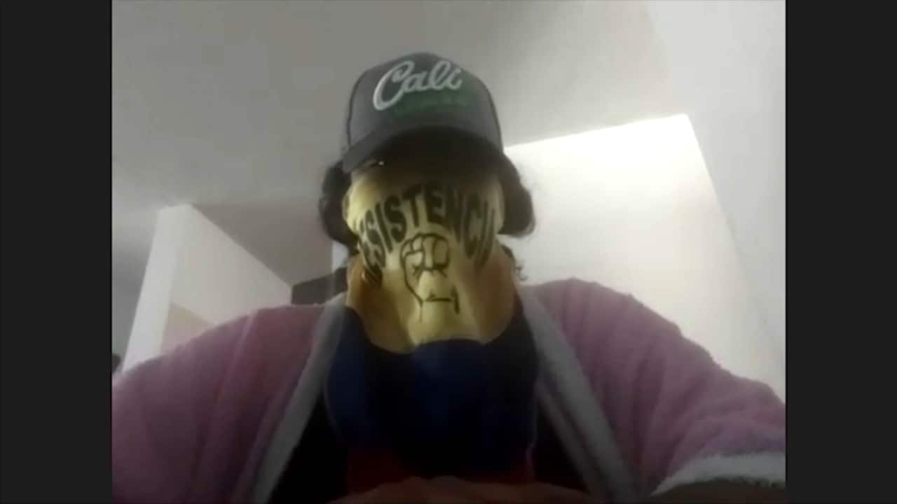 A screenshot of protester Anna