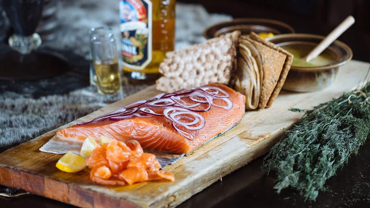 Dillcured salmon with mustard sauce (gravadlax) SBS Food