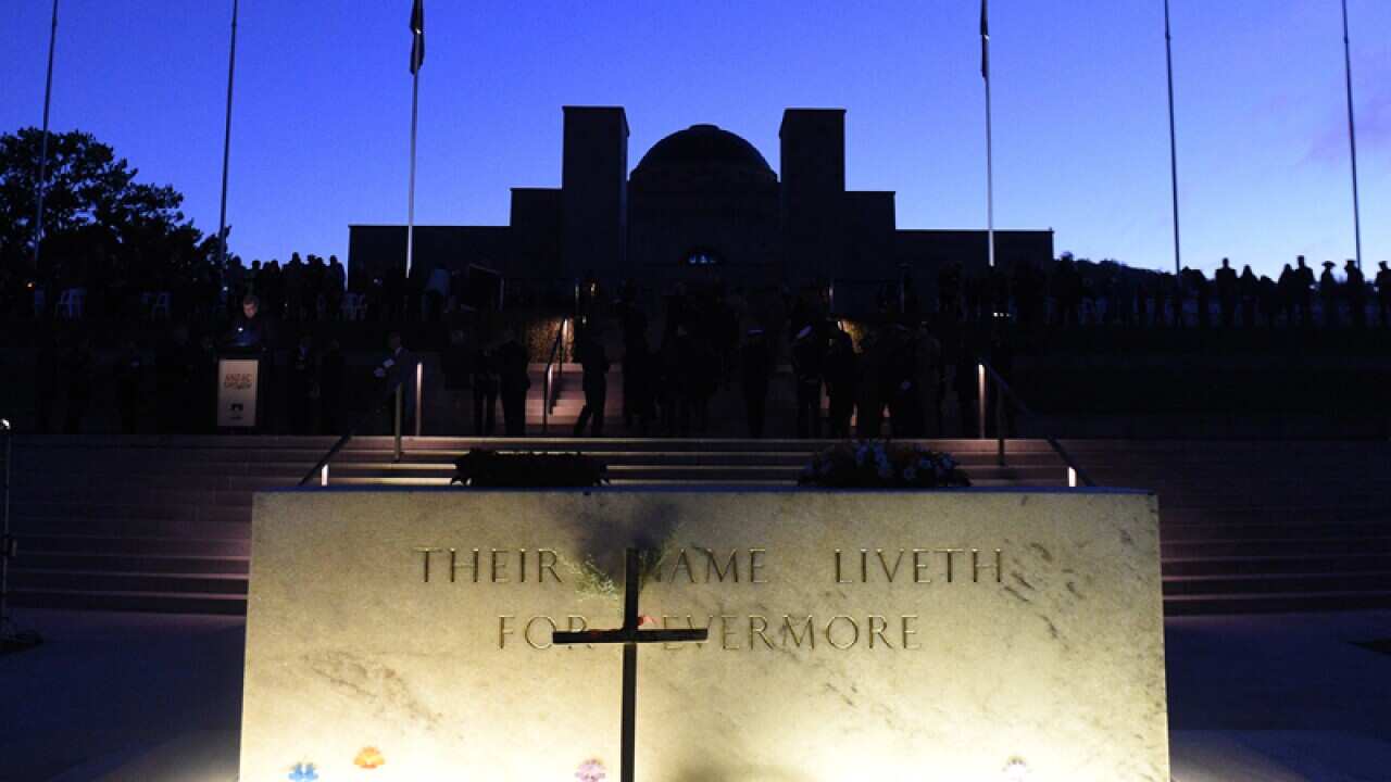 Crowds gather at the Australian War Memorial in Canberra