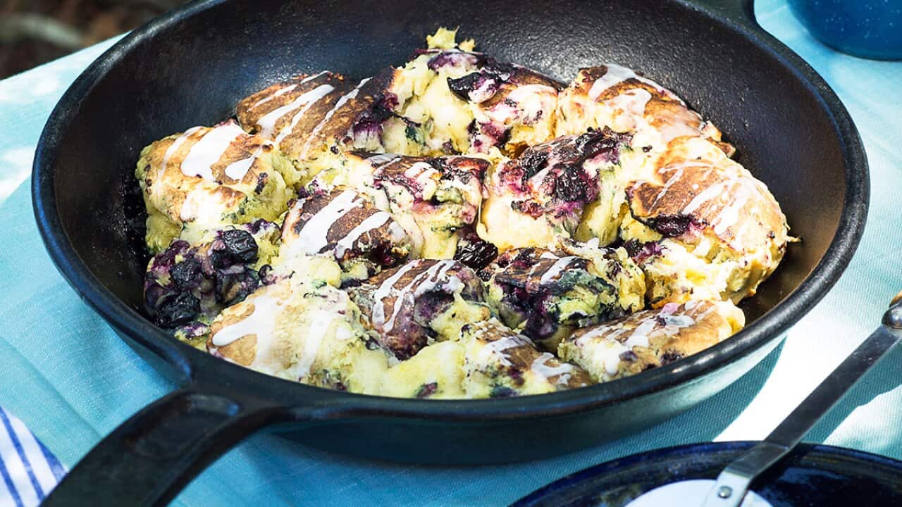 Blueberry skillet scones