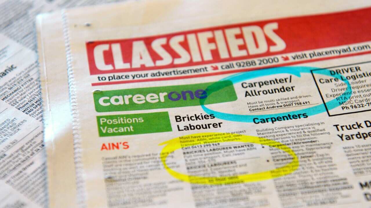 Employment advertising in a newspaper