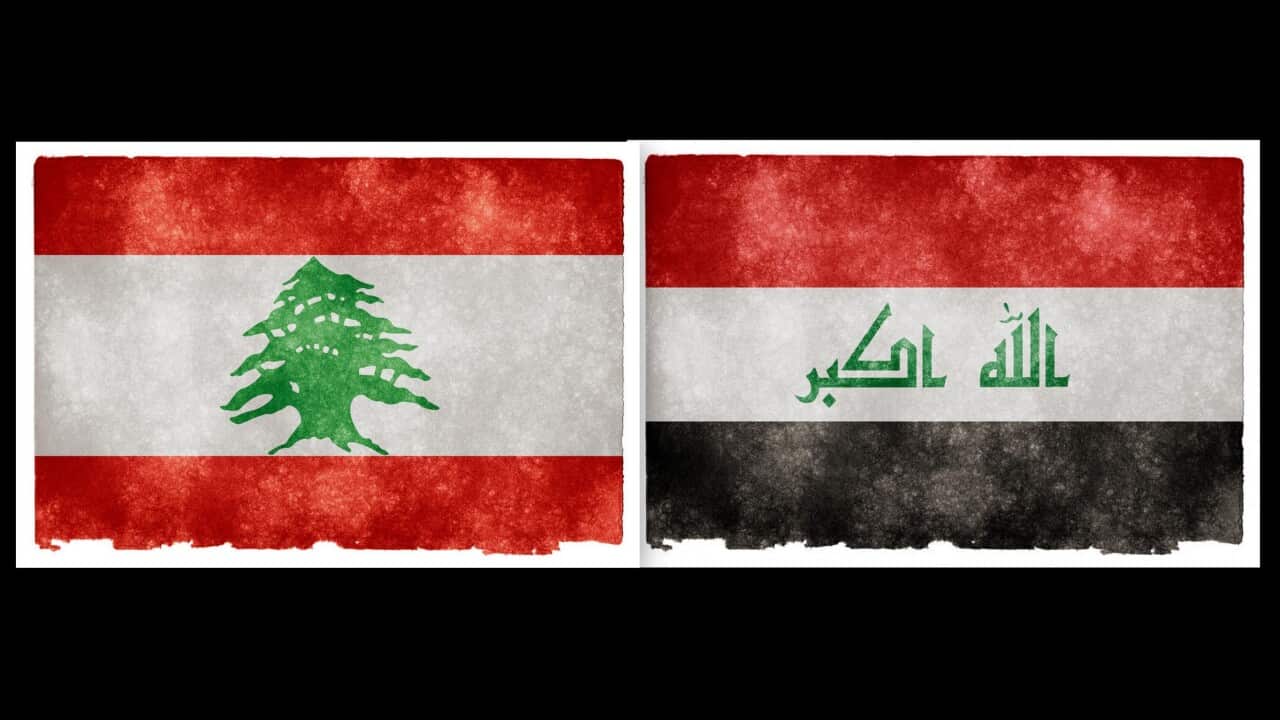 Lebanese & Iraqi flags