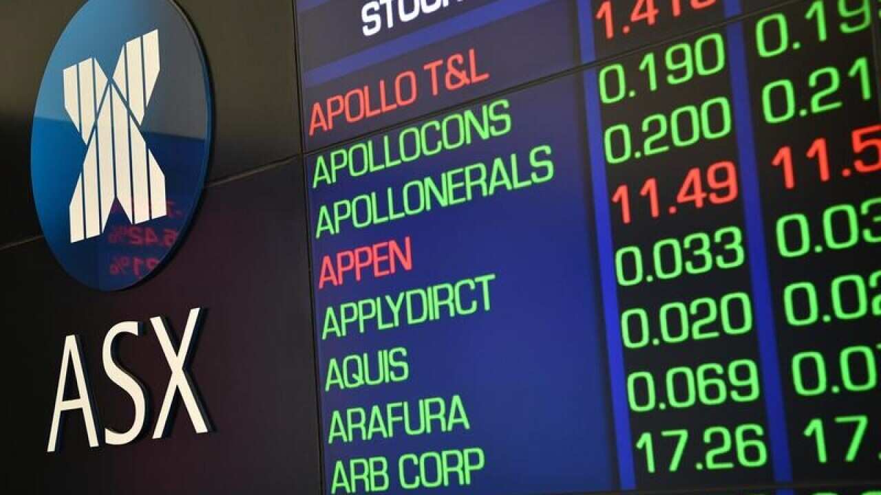 The indicator board at the Australian Securities Exchange