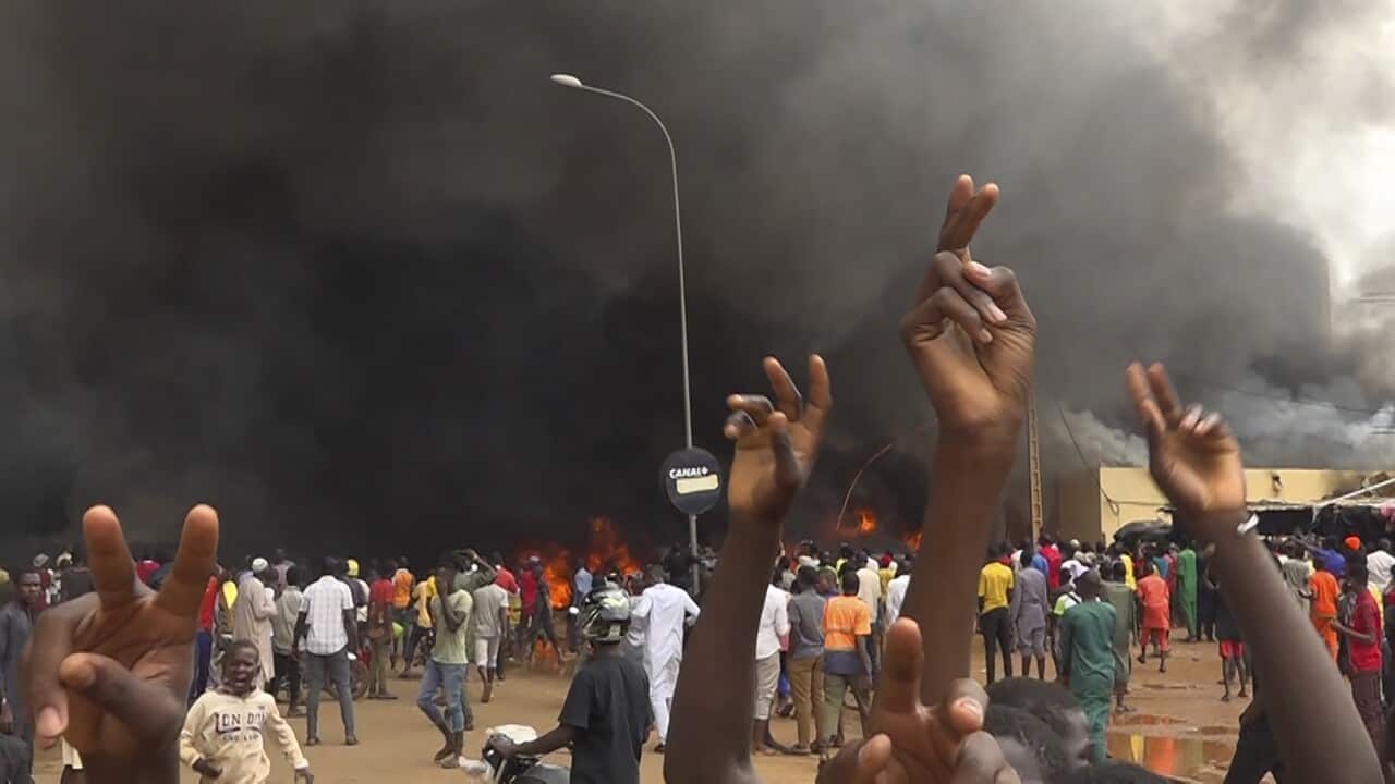 supporters of mutinous soldiers demonstrate in Niamey, Niger
