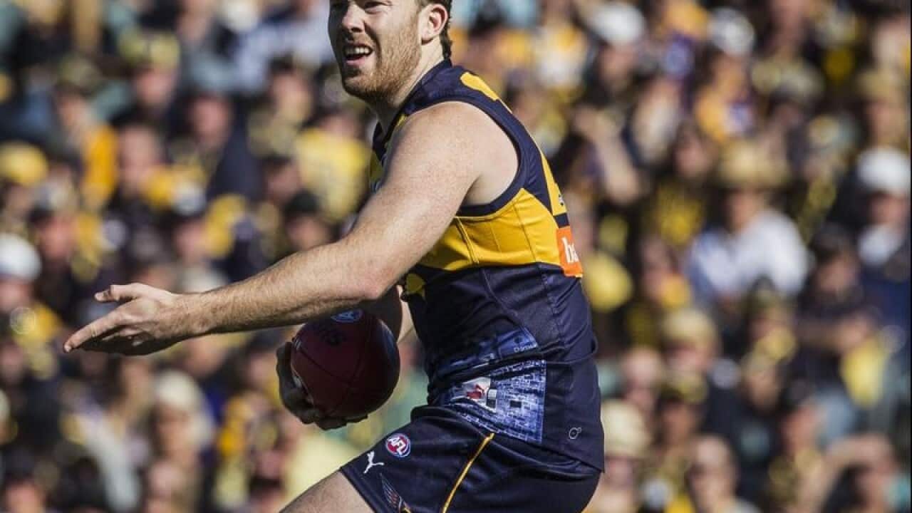 File image of Jeremy McGovern of the West Coast Eagles in action.