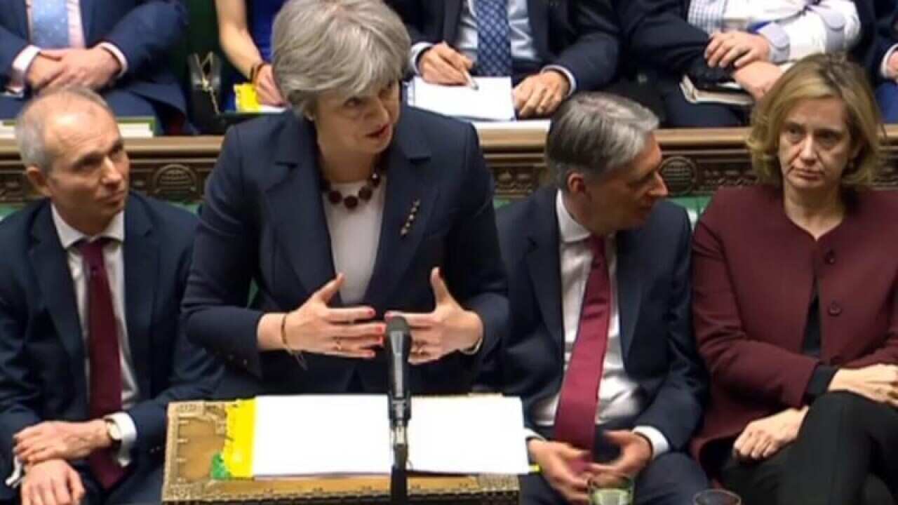 Britain's Prime Minister Theresa May addresses parliament