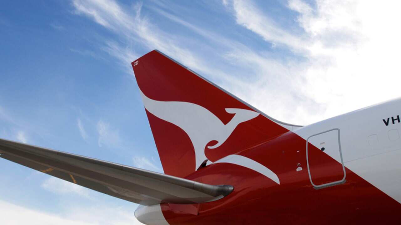 The tail of a Qantas plane