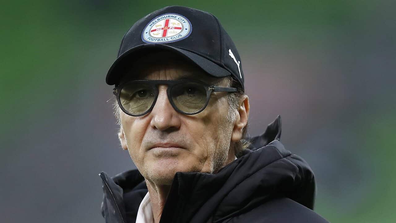 Erick Mombaerts looks on during a Melbourne City match