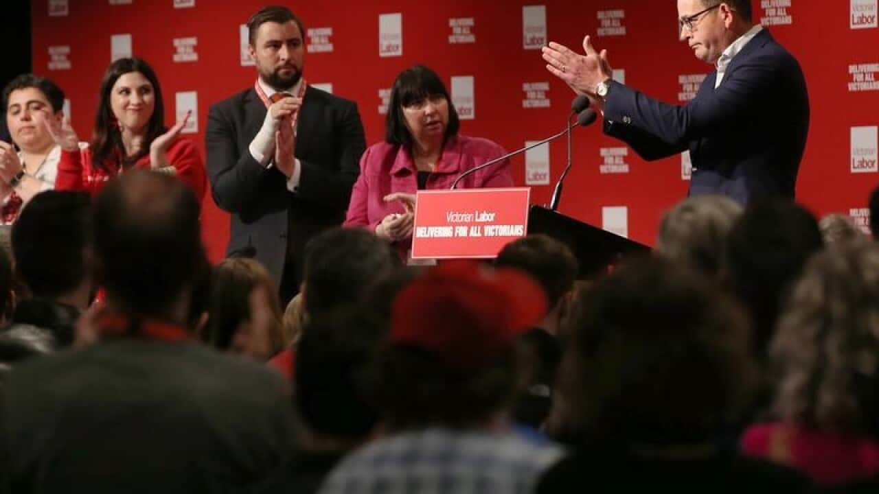 Daniel Andrews addresses the state Labor State Conference.