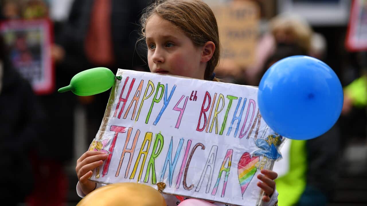 Youngest daughter of Biloela family spends fourth birthday in hospital.