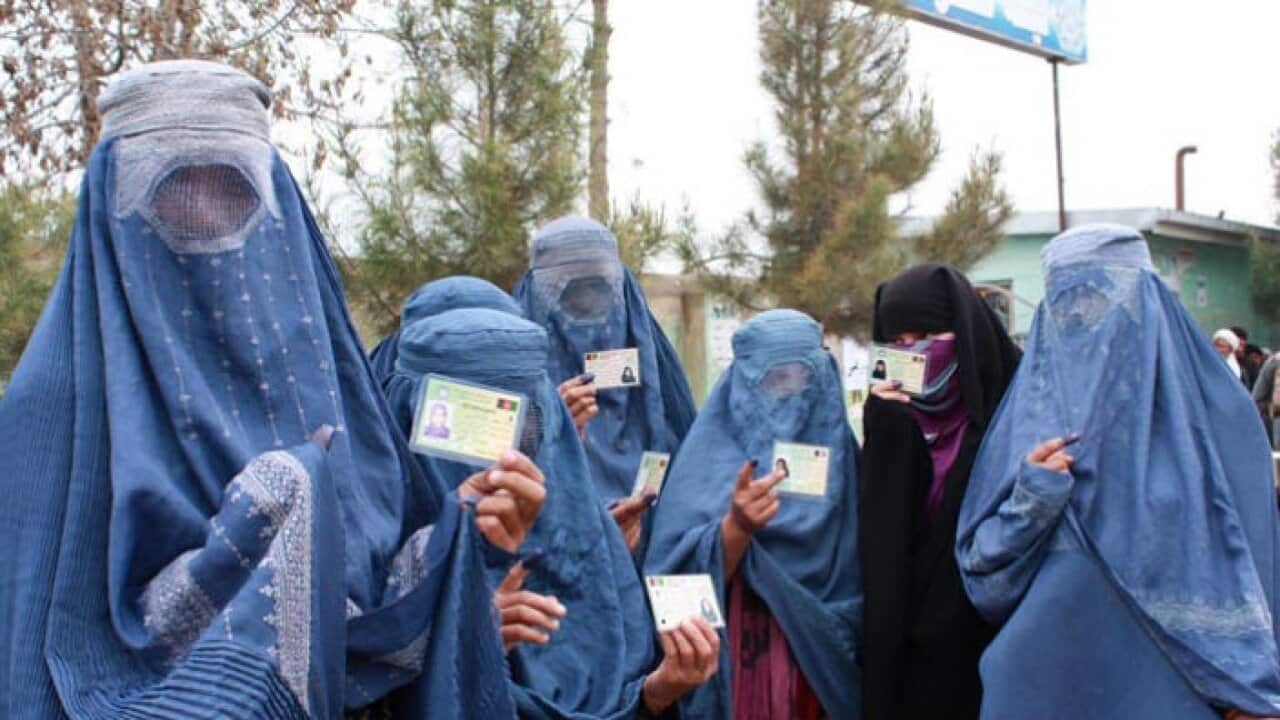 A group of Afghan women participated in Elections.