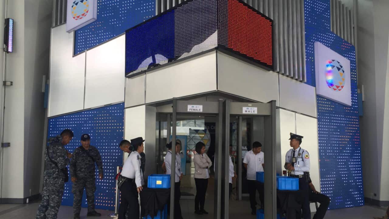 Security outside the international media centre for APEC