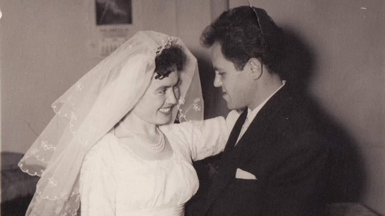 Americo Spinapolice with his wife Adua on their wedding day in 1960.