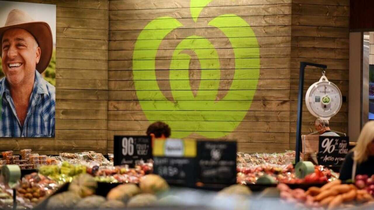 Signage at a Woolworths store in Sydney.