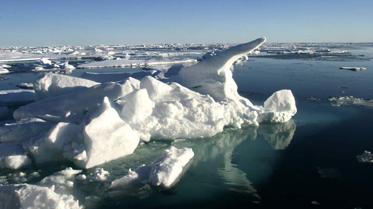 An ice sheet in the Arctic region