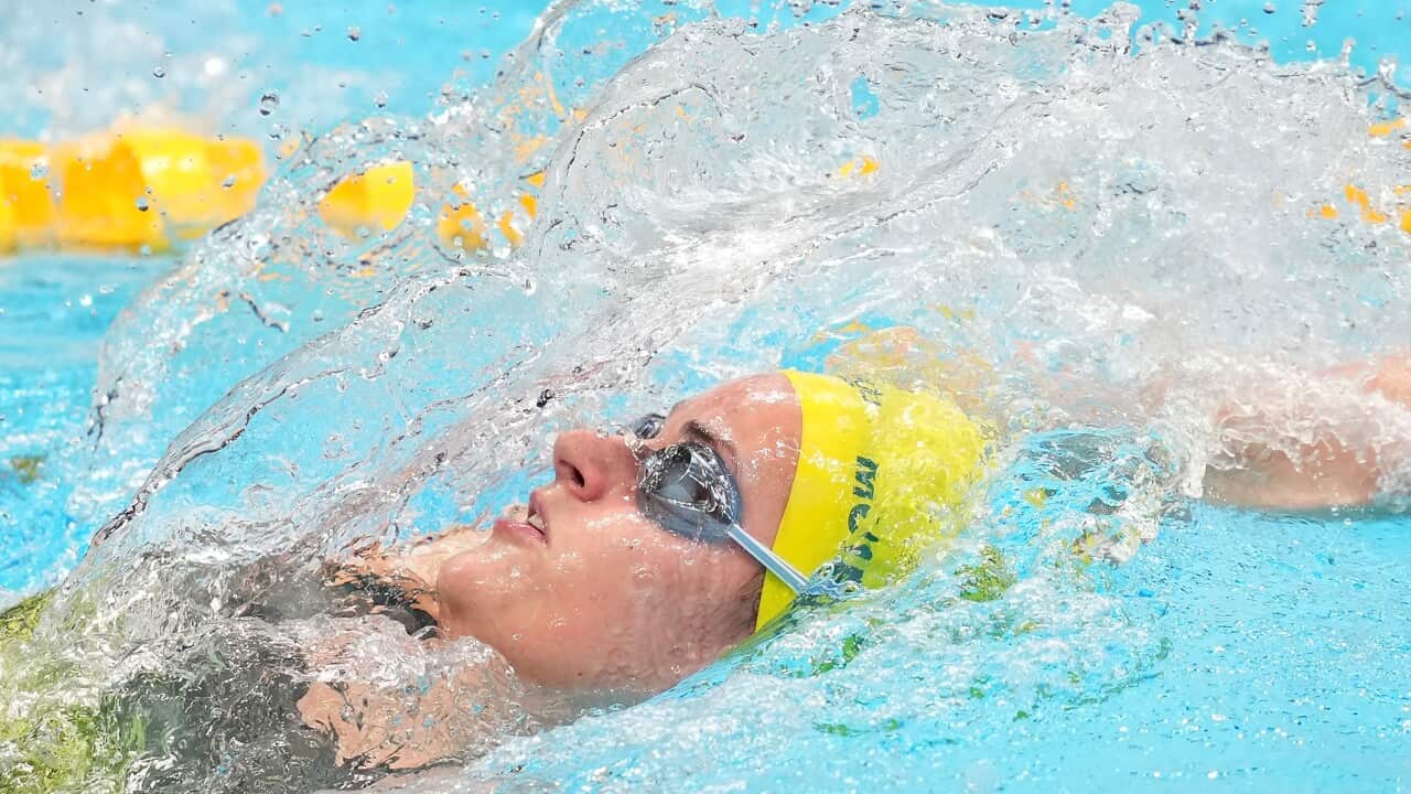 Kaylee McKeown of Australia competes in the Womens 200m Backstroke Semifinal at the Tokyo Aquatics Centre during the Tokyo Olympic Games in Tokyo, Japan, Friday, July 30, 2021. (AAP Image/Joe Giddens) NO ARCHIVING, EDITORIAL USE ONLY, IMAGES TO BE USED FO