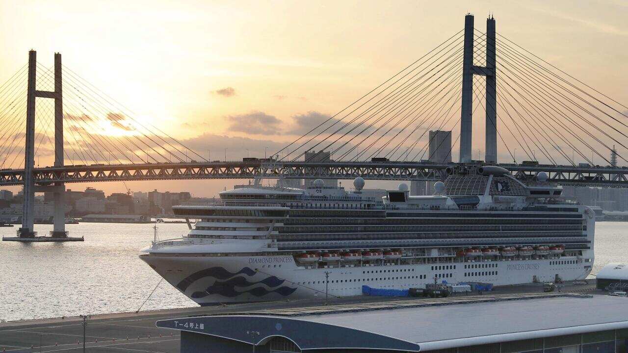 The coronavirus-hit Diamond Princess cruise ship docked in Yokohama, Japan.