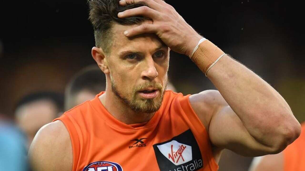 Brett Deledio of the Giants reacts