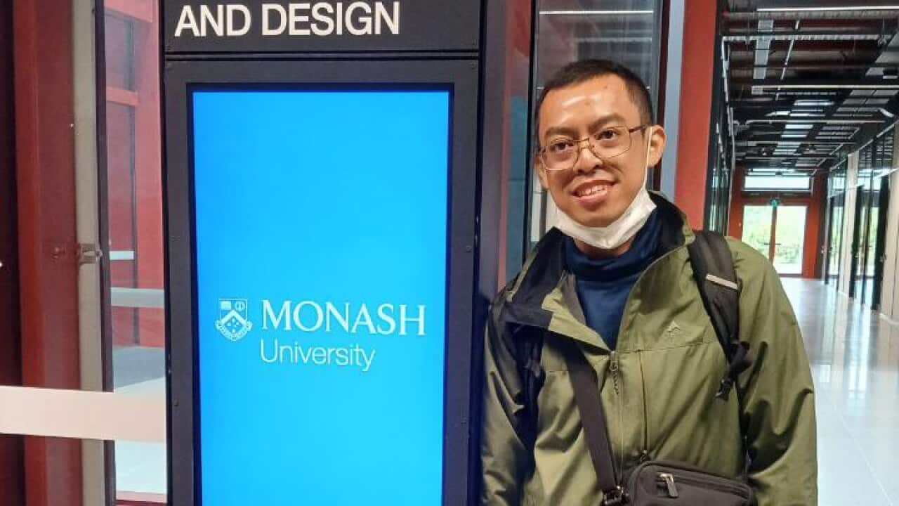 Muhammad Arzaki on his first day at Monash University campus - 25 April 2024. Photo: Private Collection.