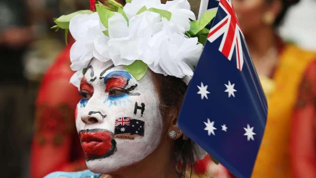 Participants prepare for the Australia Day parade