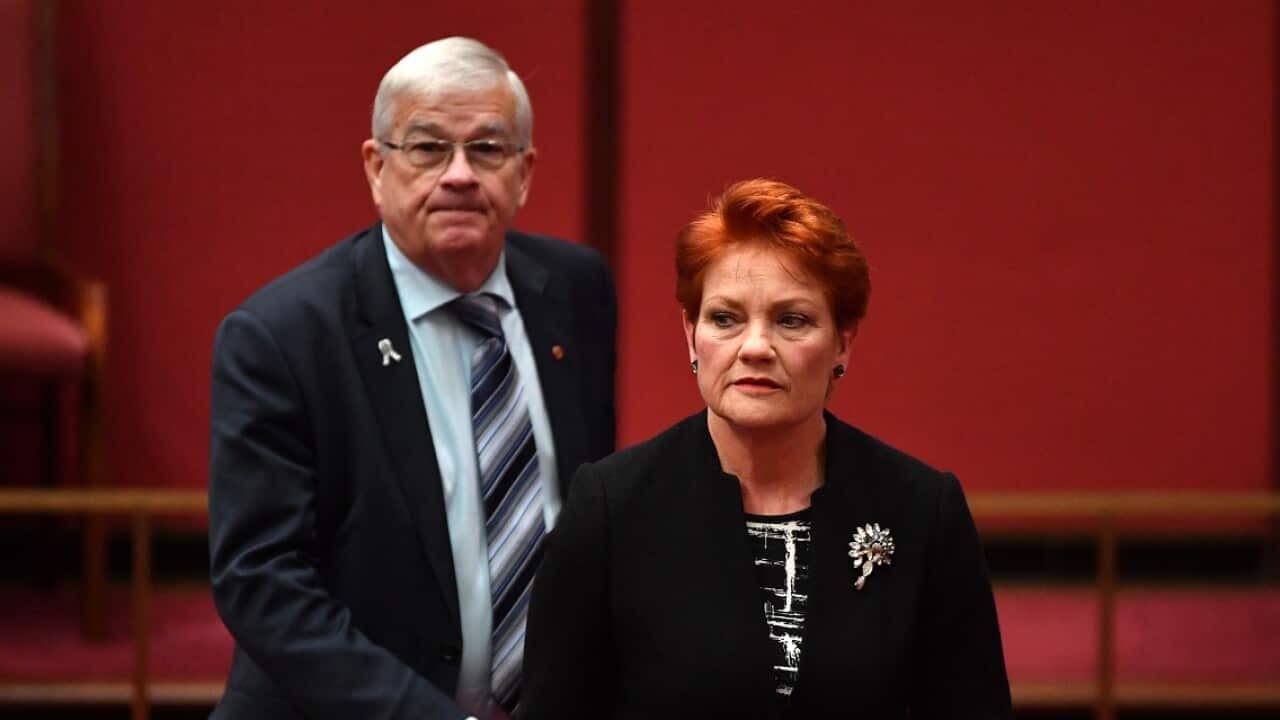 One Nation Senators Brian Burston and Pauline Hanson.