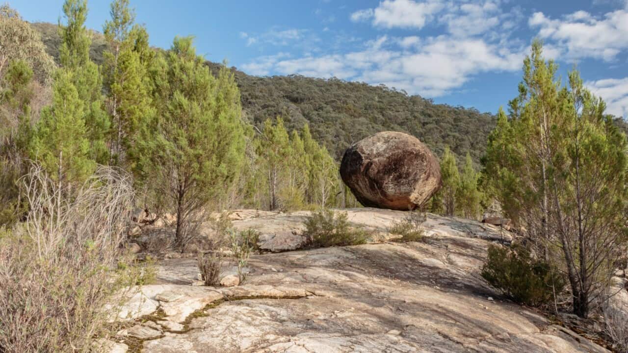 boulder on top of Cypress Pine Lookout at Namadgi National Park