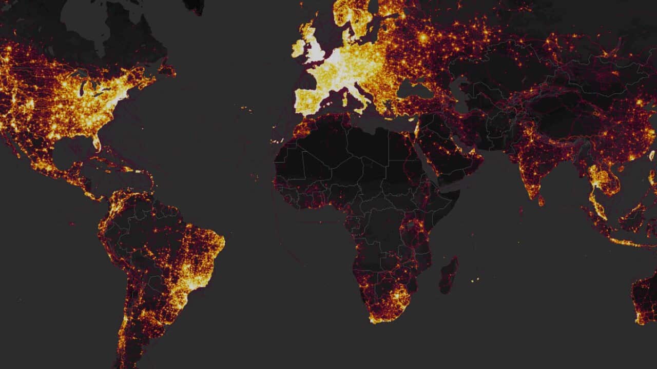 Strava heat map.