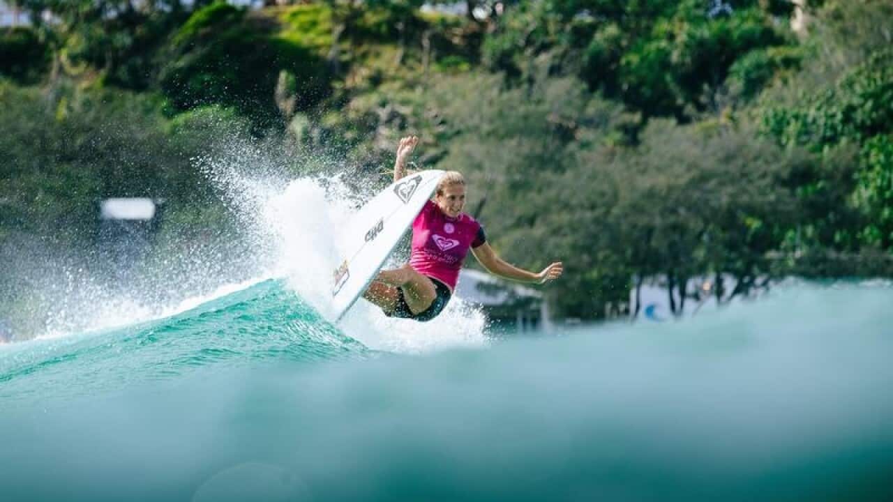 Supplied image of Australian surfer Stephanie Gilmore in action.