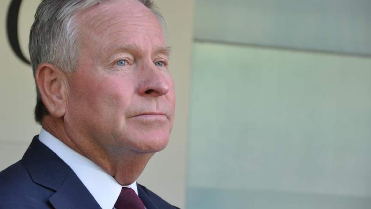 Former WA Premier Colin Barnett talking to the media