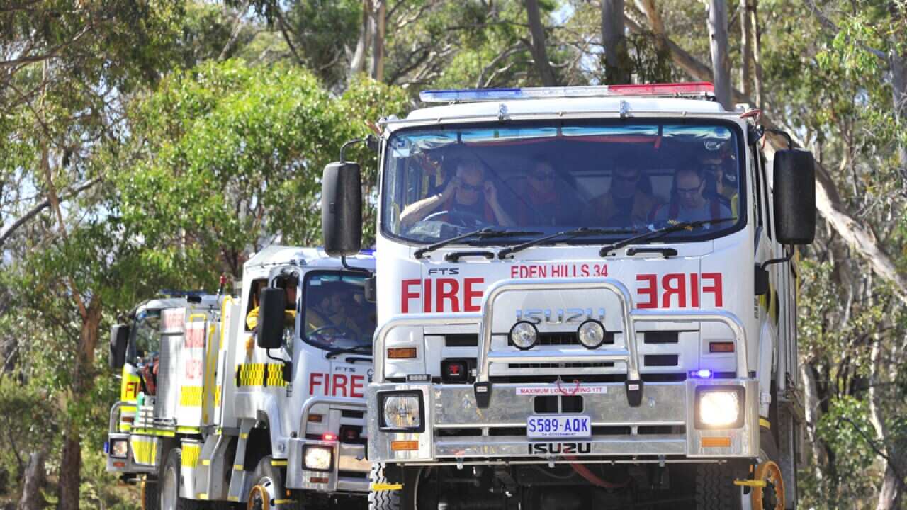 Fire trucks in the Adelaide Hills
