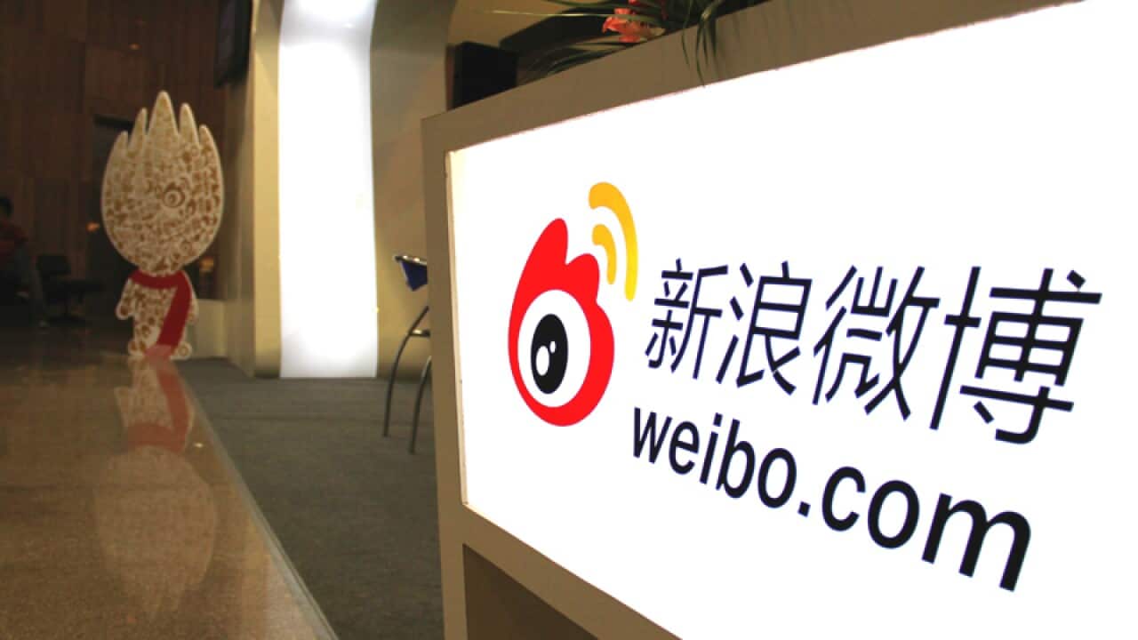 View of the stand of Weibo.com, China