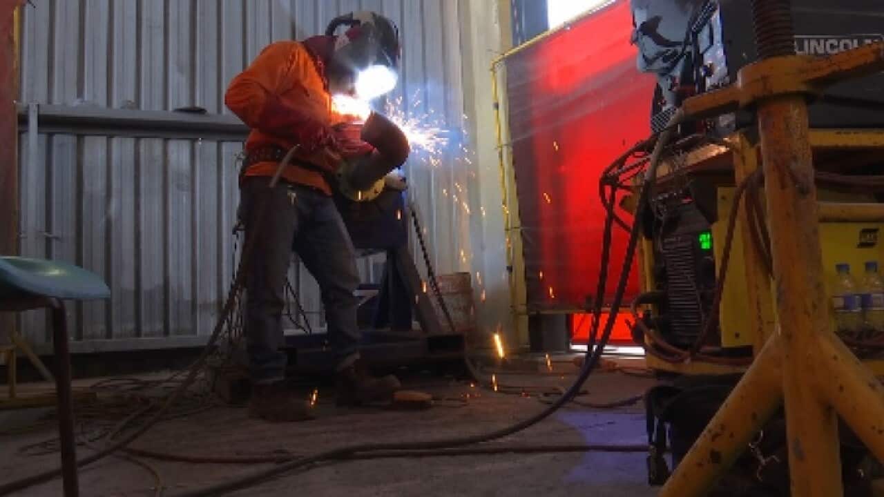 A welder at Simon Kennedy's business