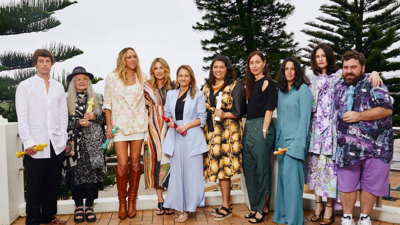 Winners of the 2021 Australian Fashion Laureate awards celebrate at an event hosted by IMG at Mimi’s Restaurant in Coogee, Sydney.