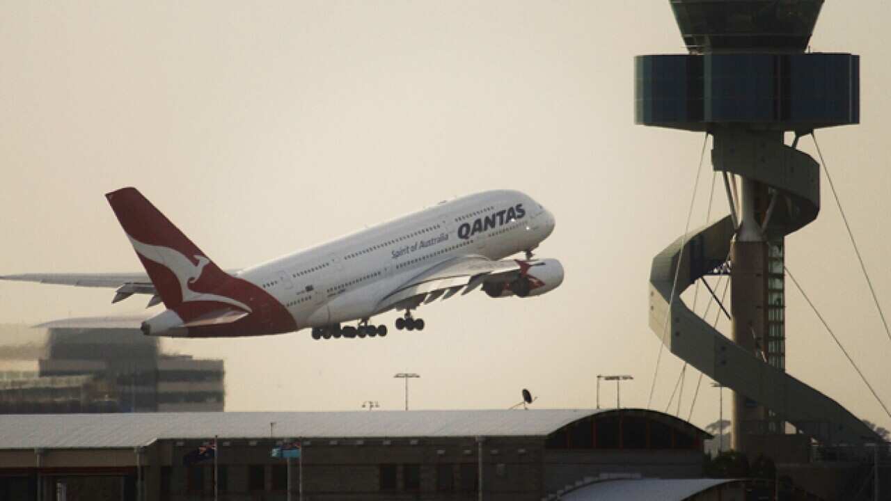 Qantas plane take off
